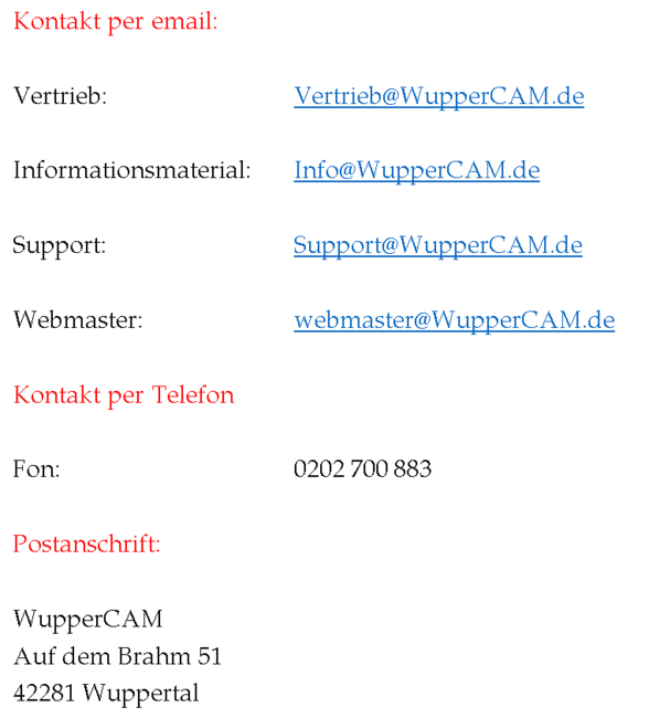 Nehmen Sie Kontakt zu WupperCAM auf